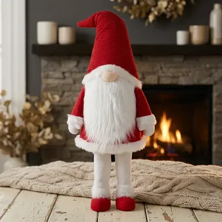 XXL Wichtel 115cm (150cm) LED Deko Figur Weihnachten Wackelt Gnom leuchtet rot