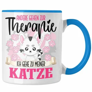 Trendation Tasse Trendation - Katze Tasse Geschenk für Katzen Mama Katzenbesitzerin The blau