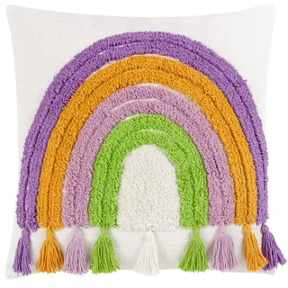 Heya Home Kissen mit Regenbogen-Quaste, Federfüllung