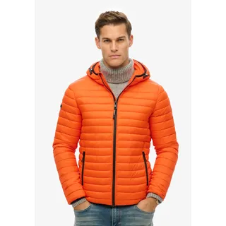 Steppjacke SUPERDRY "HOODED FUJI LITE JACKET", Herren, Gr. L, orange (bold orange), Web, Obermaterial: 100% Nylon, unifarben, modisch, slim fit, Langarm, Jacken