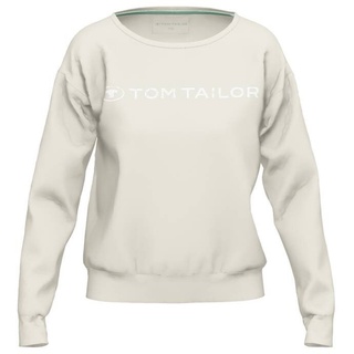 TOM TAILOR Damen Sweatshirt - Sweater, Baumwolle, Rundhals, Logo, einfarbig Hellgrau M