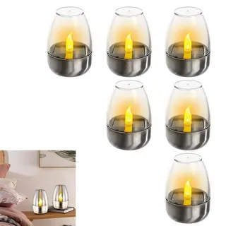 6pcs Solar Kerzenlicht, Led Kerzen Elektrische Teelichter,für Außen Tischleuchte für Laterne,Garten, Camping,Terrasse Beleuchtung Balkon Deko,50...