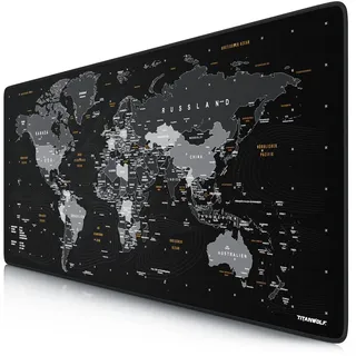 Titanwolf Gaming Mauspad XXL Weltkarte Schwarz
