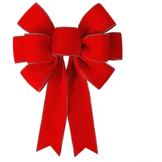 Große rote Samtschleife, Weihnachtsbaumkranz, rote Weihnachtsschleifen, für den Innen- und Außenbereich, 32 x 25 cm