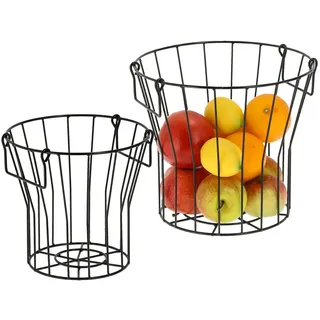 Spetebo Obstschale Metall Obst Korb - 2er Set, Metall, (Set, 2-tlg), Deko Aufbewahrung mit Henkel schwarz