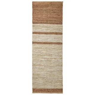 Homescapes Flickenteppich-Läufer 66 x 200 cm Braun/Beige gestreift