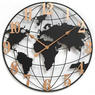 keivmlvt Moderne Metall-Wanduhr 58CM in Schwarz und Gold lautlos und ohne Tickgeräusche Große Uhr für Wohnzimmer & Küche XXL Design Wanduhr für stilvolle Akzente Geräuschlose im Landhausstil