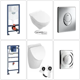 Villeroy & Boch O.Novo Urinalbecken & Hänge-WC mit Deckel CPlus + Zubehör Grohe