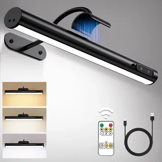 Hapfish LED Akku Wandleuchte Innen,Bilderleuchte mit Fernbedienung Schwarz | Dimmbare Magnet Wandlampe Ohne Stromanschluss, Bildbeleuchtung Akku für Wand Dartscheibe Spiegel