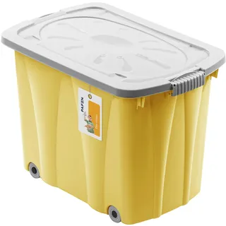 PAFEN Piraten Box Schatzkiste 62l Spielzeugkiste mit Rollen 58x42x37 Gelb