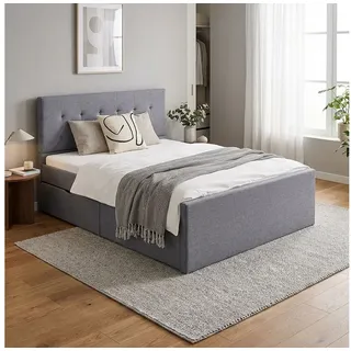 Homestyle4u Polsterbett 120 x 200 cm Grau
