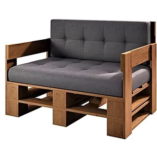 sunnypillow Palettenmöbel Europaletten, Eiche Sofa 120x60cm | Indoor & Outdoor, Lounge gartenmöbel Holz gartenmöbel Set, Lounge möbel Terrasse Balkon loft Stil Paletten Palette
