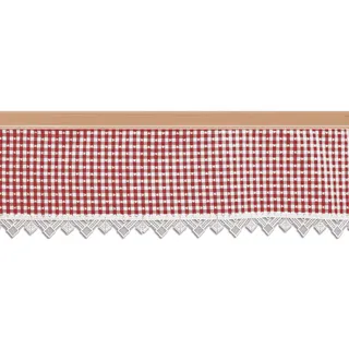 SeGaTeX home fashion Querbehang Leni rot-weiß Karierter Stoff/Kurzgardine mit kleinen Herzen im Landhaus-Stil/Reihband Oben, Besatz aus feiner Vogtländischer Spitze Höhe x Breite 27 x 206 cm
