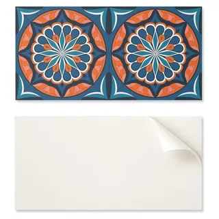 Selbstklebende Vinyl-Wandplatte mit Aufdruck für Wohnzimmer, 100 x 50 cm, Mandala-Muster mit Blättern