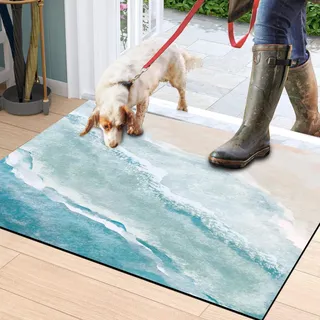 MUGINYU Fußmatte für Strand, Meer, nautischer Outdoor-Teppich, Sommer-Willkommensmatte, Küsten-Fußmatte, Haustürmatte, nautische Dekoration für Zuhause, Outdoor, Teppich, Gummimatten für Terrasse,