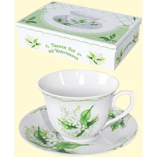 12 teiliges Teeservice Kaffee Service Porzellan Geschirr Maiglöckchen 6 Personen