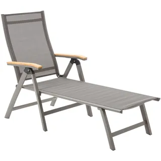 Dehner Gartenliege Relaxliege Colmar, 66 x 105 x 180 cm, Aluminium / Textilene, grau, klappbare Sonnenliege mit verstellbarer Rückenlehne, modernes Design