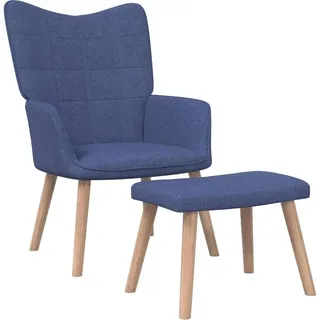 vidaXL Relaxsessel mit Hocker Polyester 63,5 x 95,5 x 66 cm Blau