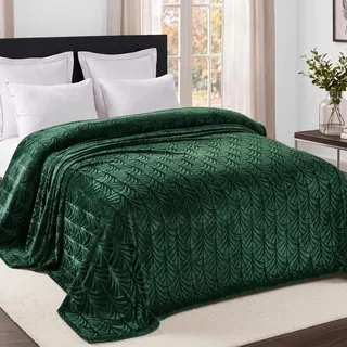 Whale Flotilla Kuscheldecke Flauschig Fleecedecke Decke 220x240 cm | Dunkelgrün, Weiche, Leichte Sofadecke Tagesdecke, Warme Flanell Couchdecke Wohndecke
