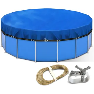 Toyvile Poolabdeckung Rund 400 cm für 366-400cm Pools | 2-in-1 Solar Abdeckplane Pool Ø 460 cm | Winterabdeckung Schwimmbad Abdeckplane Poolplane | 200g/m2 PE Material | UV-Resistent Solarplane Pool