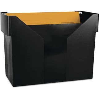 DONAU 7422001PL-01 Hängemappenbox mit 5 Hängemappen Free/ Hängeregister aus Bruchsicherem Kunststoff/ Praktische File Box für Ordner Mappen A4/ Farbe: Schwarz