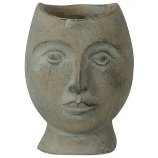 finehomegarden Übertopf Pflanzkopf Zement patina/grau Büste Ø15x13,5cmH18,5cm Skulptur (1 St), Pflanzgefäß Gesicht Pflanztopf Topf / Paket grün