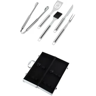 Edelstahl Grillbesteck im Alu Koffer 6 teilig  Art.60066