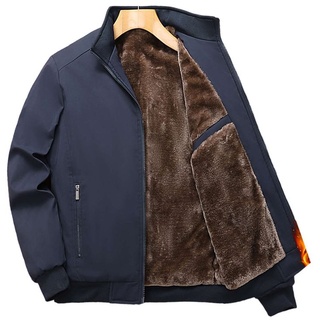 Herren Winterjacken Stand Up Kragen Warmjacke Business Overlöhne Lässig Langarm Mantel 221 Blau mit Fleece,Größe Größe EU 4XL