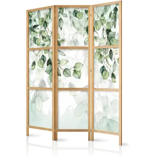 murando - Paravent Innen Raumteiler Holz 135x172 cm 3-teilig Japanische Trennwand Raumtrenner Room Divider Mobiler Sichtschutz Spanische Wand Raum Abtrennung grüne Blätter Botanik b-C-0876-bh-b