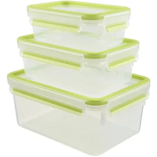Emsa Clip & Close 3er Set, 0,55/1,0/2,30 L+ transportsicherer Clipverschluss, einzigartige Dichtung,