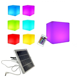 7even Solar LED Design Cube 40 / Leucht Sitzwürfel / In & Outdoor / Akku, Solarlader, Fernbedienung