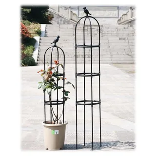Ranksäule, Rankhilfe Obelisk Metall Tomatenkäfig Rankgitter Für Rosen, Gartendeko Verwendetturm, Rankturm, Blumenstütze Pflanzenstütze Für Kletterpflanzen1.8m 2.3m 2.8m 3.3m Rostbeständig(Color:Schwar