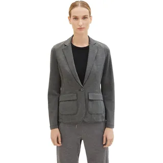 TOM TAILOR Damen Slim Fit Basic Blazer mit Melange-Optik, shady grey melange, XS - XS