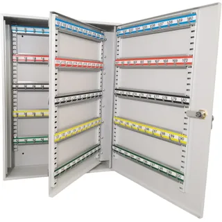 LEOMAR Schlüsselschrank, Schlüsselkasten mit 200 Haken, Schlüsselbox aus Stahlblech, mit Verstellbaren Hakenleisten, Organizer zur Wandbefestigung, Abschließbar, mit Montagematerial, 12 x 39 x 52 cm