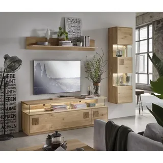 Wohnwand III Massivholz inkl.Beleuchtung Wildeiche Eiche geölt massiv NEU OVP!!!
