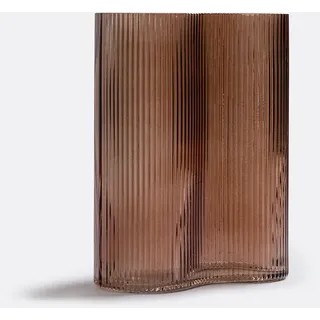 La Redoute Interieurs Vase Anija, Rauchglas Mit Rillen, H. 21 Cm Bernstein