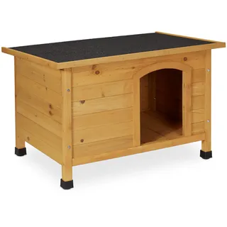 Relaxdays Hundehütte 58 x 86 x 58 cm Holz Natur Schwarz