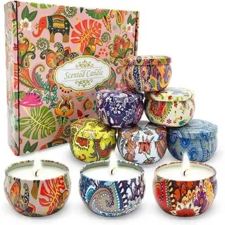 9 Stück Duftkerzen Geschenkset, Topsics 2,8 OZ Duftkerze Set für Frauen Natürliches Soja Wachs, Aromatherapie Kerzen Set für Muttertag, Weihnachte