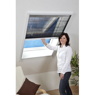 HT Fliegen-Gitter Mücken-Schutz Insektenschutz-Dachfenster-Plissee 160 x 180 cm in Weiß