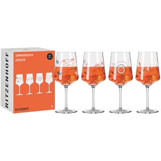 Ritzenhoff 6051003 Aperitif-Glas 4er-Set 500 ml – Aperizzo-Gläser, Motiv bunt – Serie Sommerrausch F23 – Made in Germany