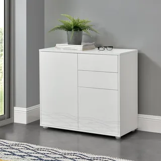 [en.casa] Sideboard Paarl 74 x 79 x 36 cm Weiß