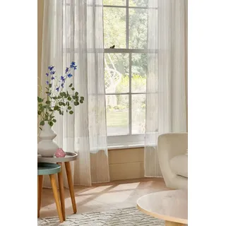Next Vorhang Transparente Vorhänge mit Streifen (1 St), Stangendurchzug, transparent beige 140 cm x 137 cm