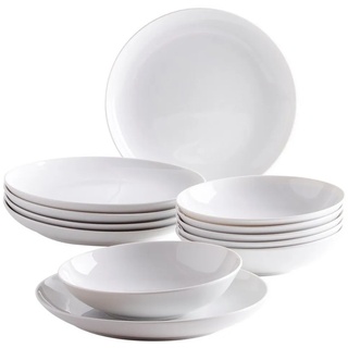 Kahla Tafelservice Five Senses 12 tlg. (12-tlg), 6 Personen, Porzellan, Made in Germany weiß