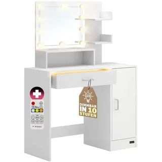 CASARIA Schminktisch Jocelyn Weiß 140x90x40cm LED