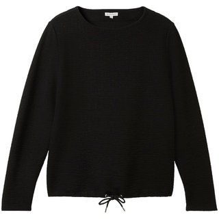 TOM TAILOR Damen Sweatshirt mit Rundhalsausschnitt, schwarz, Uni, Gr. XXL