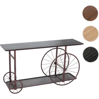 Konsolentisch HWC-Q67, Telefontisch Tisch, Reifen Industrial Retro Holz 81x150x40cm ~ schwarz Metall kupferfarben