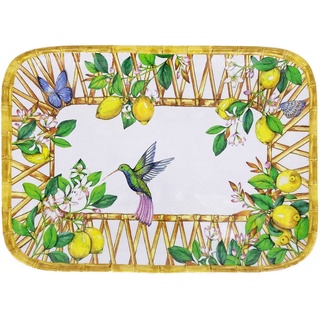Les Jardins de la Comtesse - Großes Tablett aus reinem Melamin – gelbe Zitronen – großes Tablett für das Tafelservice Capri – Geschirr-Kollektion MelARTmine – 45 x 32 cm