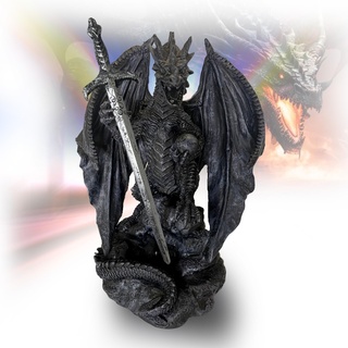 YOUR LIVING ART Magischer Drache Statue mit Schwert - Handgefertigte Fantasy-Dekoration aus hochwertigem Resin für Sammler und Liebhaber von Drachenfiguren Fantasy-Fans - Brieföffner