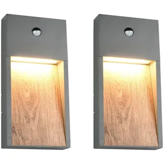 TRIO Leuchten LED Außen-Wandleuchte, Bewegungsmelder, LED fest integriert, warmweiß, 2er Set Fassadenbeleuchtung Hauswand Hausbeleuchtung Außen, Höhe 33cm braun