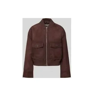 Marc O'Polo Regular Fit Leder- / Kunstlederjacke aus echtem Ziegenleder, Aubergine, S